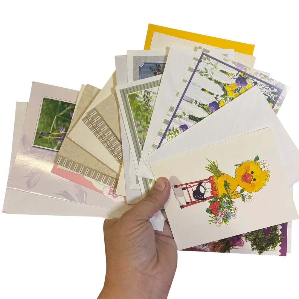 Vintage & Modern Greeting Card Lot Assorted Envelopes Floral Western Bulk Paper